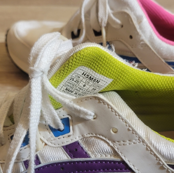 Asics White Sneakers with Purple and Green Accents - Picture 8 of 8